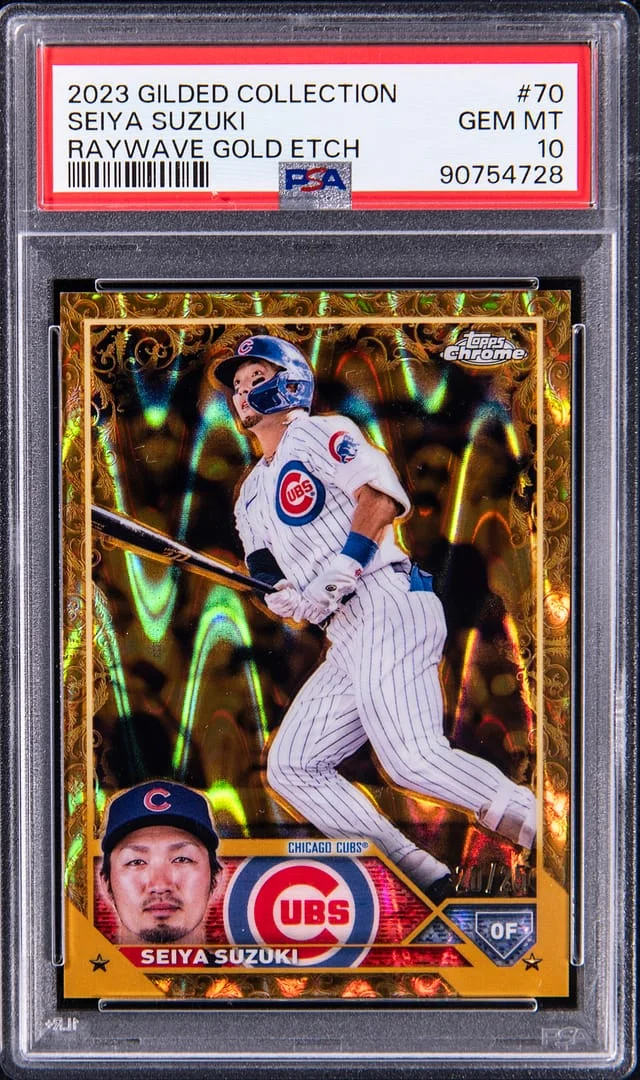 2023 Topps Chrome Seiya Suzuki Gilded Collection Raywave Gold Etch #70 card image