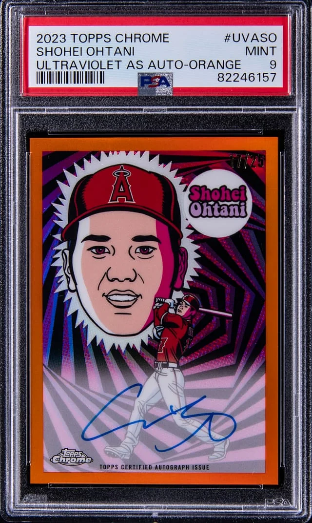 2023 Topps Chrome Shohei Ohtani Ultraviolet All-Stars Autograph Orange Refractor #UVASO card image