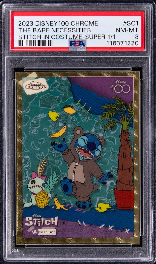 2023 Topps Chrome The Bare Necessities Disney 100 Stich In Costume SuperFractor #SC-1 card image