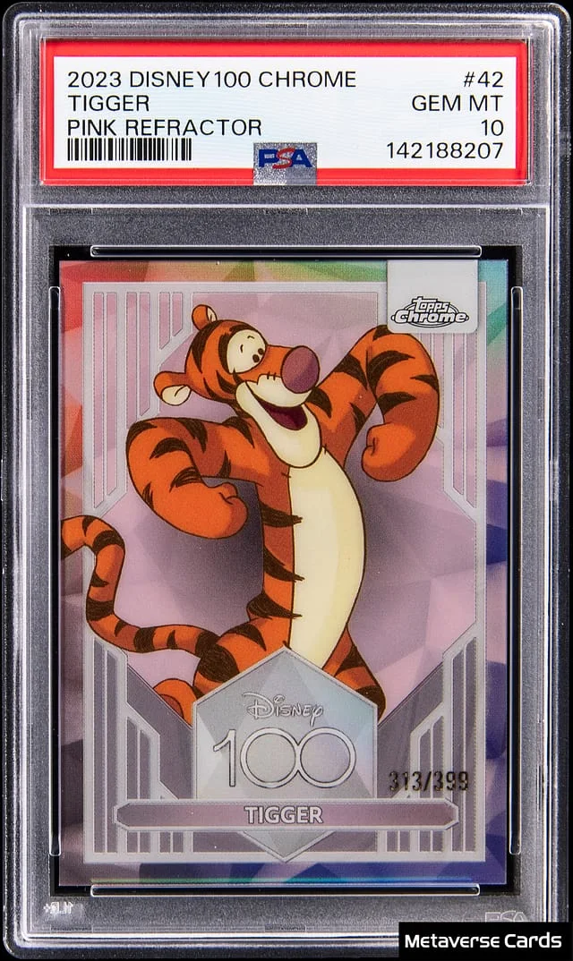 2023 Topps Chrome Tigger Disney 100 Pink Refractor #42 card image