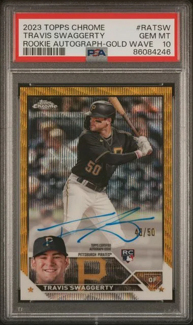 2023 Topps Chrome Travis Swaggerty Autograph Gold Wave #RA-TSW card image