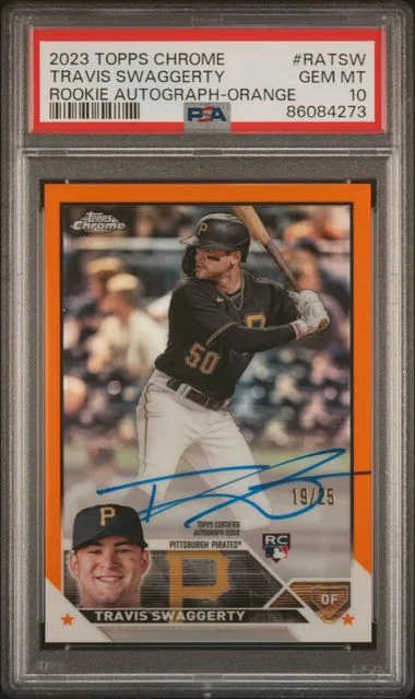 2023 Topps Chrome Travis Swaggerty Autograph Gold Wave #RATSW card image