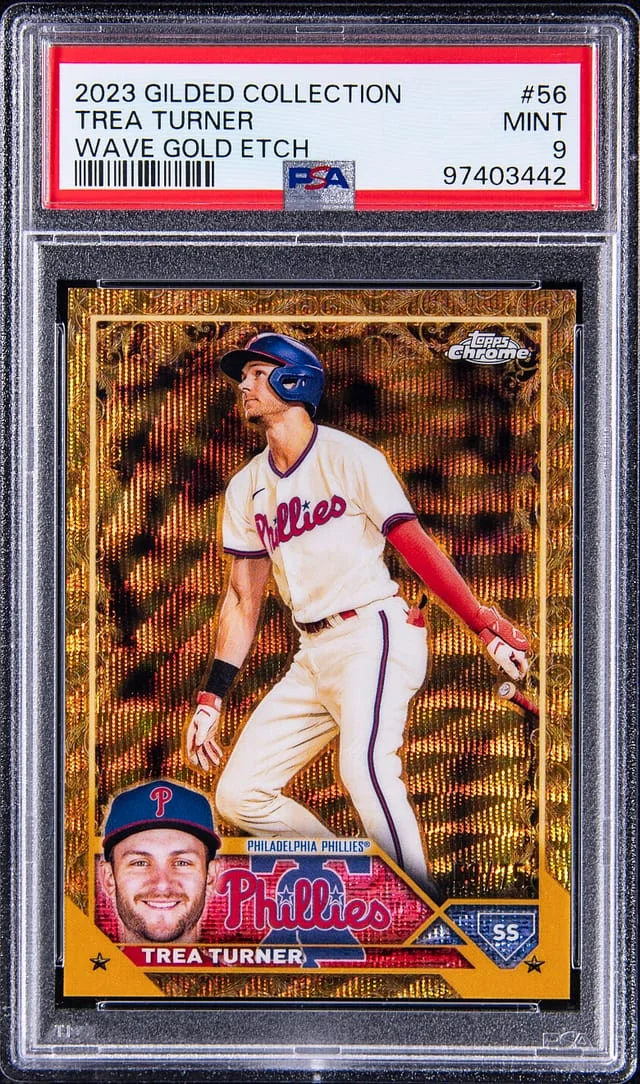 2023 Topps Chrome Trea Turner Gilded Collection Wave Gold Etch #56 card image