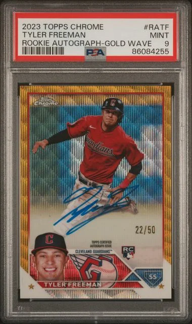 2023 Topps Chrome Tyler Freeman Autograph Gold Wave #RA-TF card image