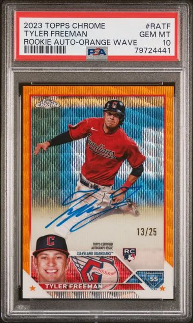 2023 Topps Chrome Tyler Freeman Autograph Orange Wave #RATF card image