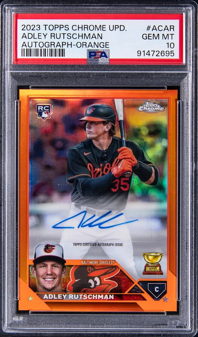 2023 Topps Chrome Update Adley Rutschman Autograph Orange #AC-AR card image