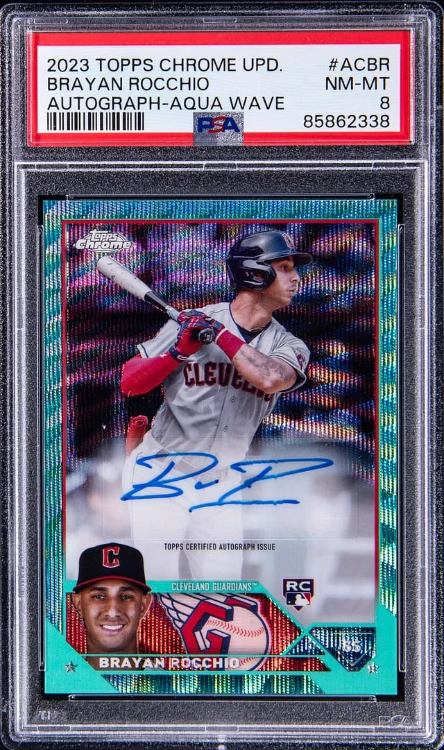 2023 Topps Chrome Update Brayan Rocchio Autograph Aqua Wave #ACBR card image