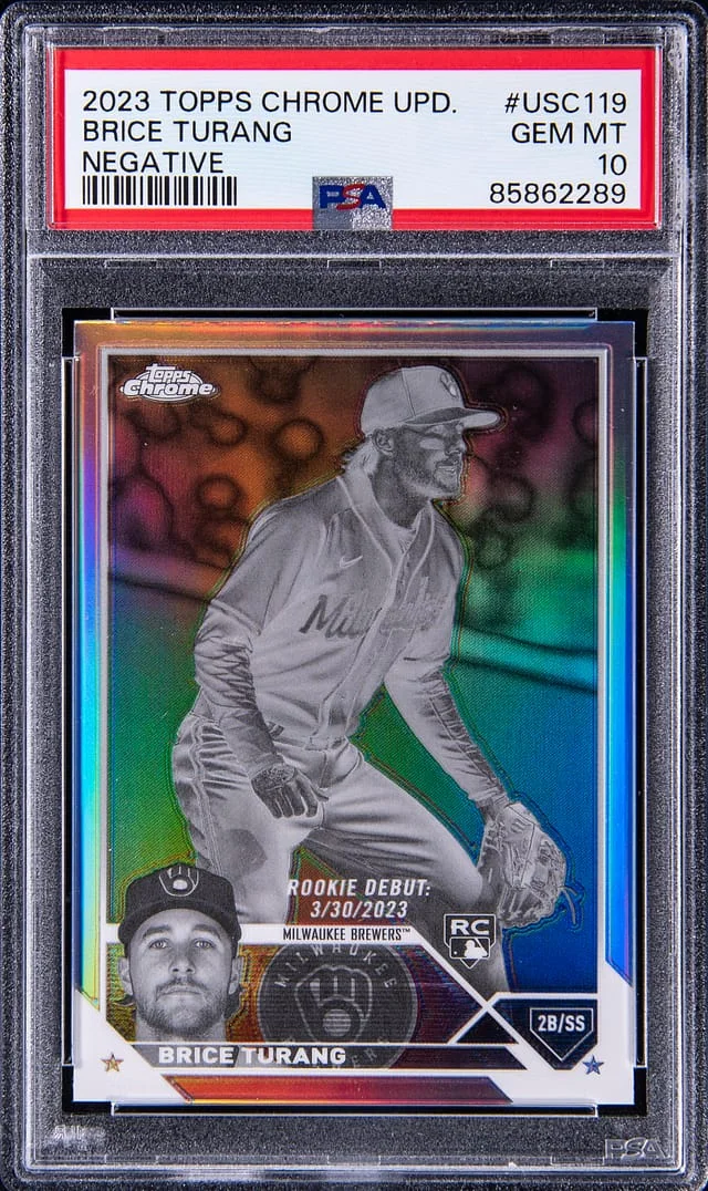 2023 Topps Chrome Update Brice Turang Negative #USC119 card image