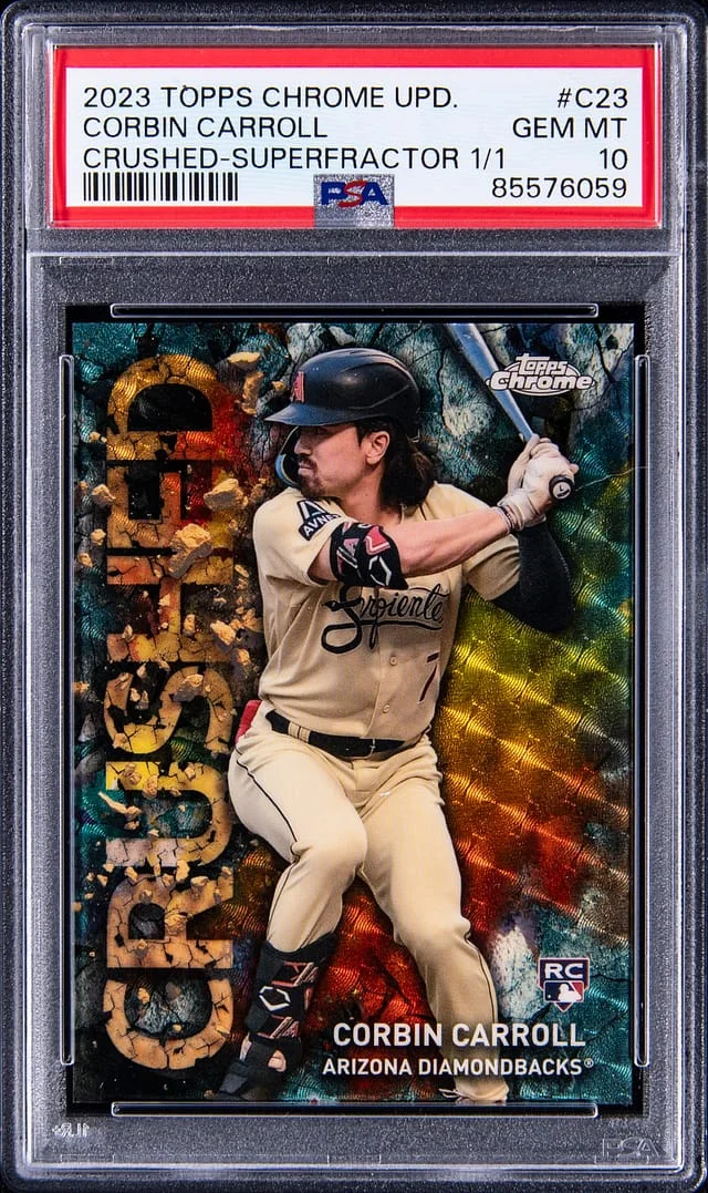 2023 Topps Chrome Update Corbin Carroll Crushed SuperFractor #C-23 card image