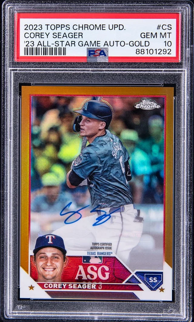 2023 Topps Chrome Update Corey Seager 2023 All-Star Game Autograph Gold #CS card image