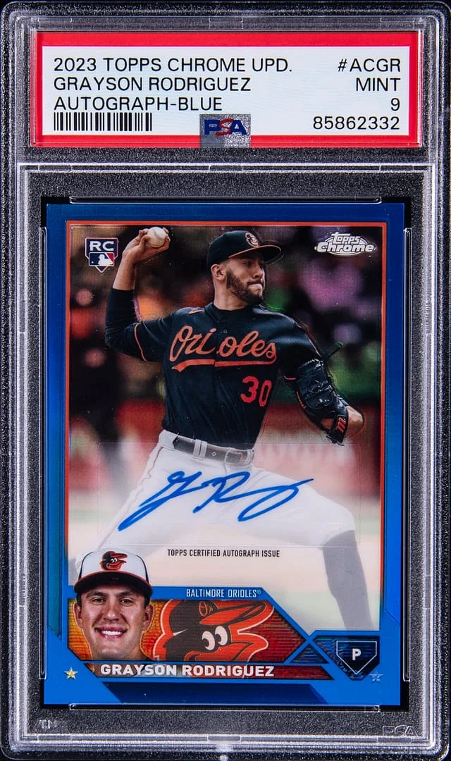 2023 Topps Chrome Update Grayson Rodriguez Autographs Blue #ACGR card image