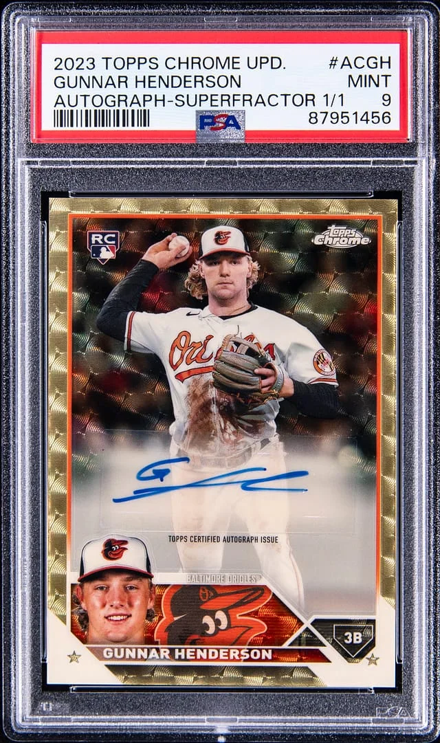2023 Topps Chrome Update Gunnar Henderson Autographs Red Refractor #AC-GH card image