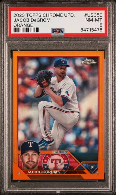 2023 Topps Chrome Update Jacob Degrom Orange #USC50 card image