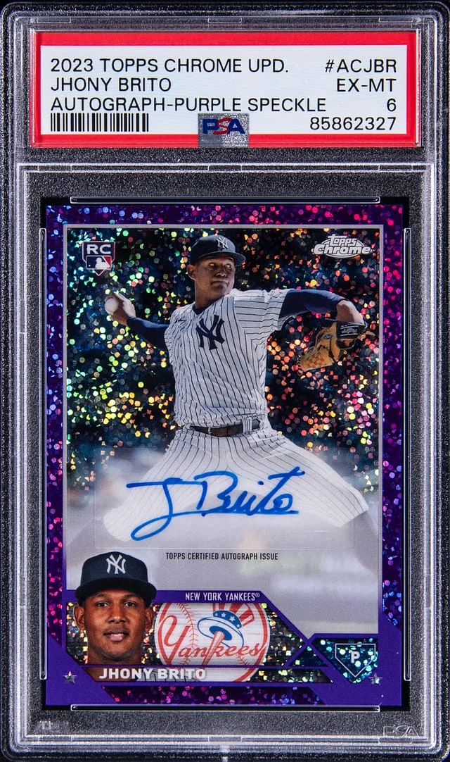 2023 Topps Chrome Update Jhony Brito Autograph Purple Speckle #ACJBR card image