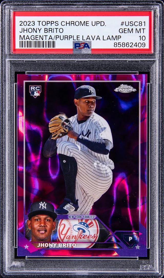 2023 Topps Chrome Update Jhony Brito Magenta/Purple Lava Lamp #USC81 card image