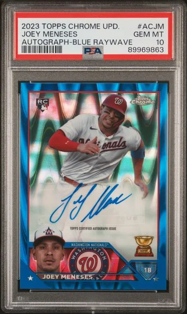 2023 Topps Chrome Update Joey Meneses Autograph Blue Raywave #ACJM card image