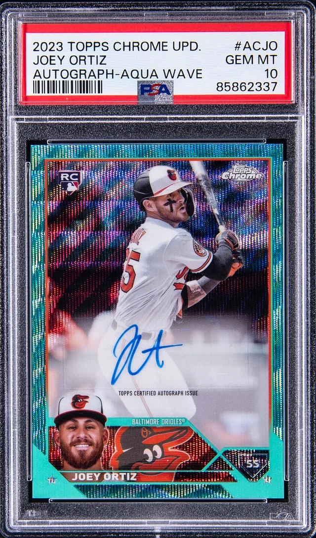 2023 Topps Chrome Update Joey Ortiz Autograph Aqua Wave #ACJO card image