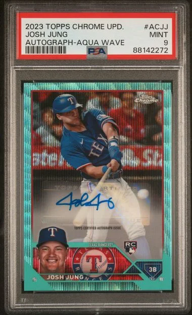 2023 Topps Chrome Update Josh Jung Autograph Aqua Wave #AC-JJ card image