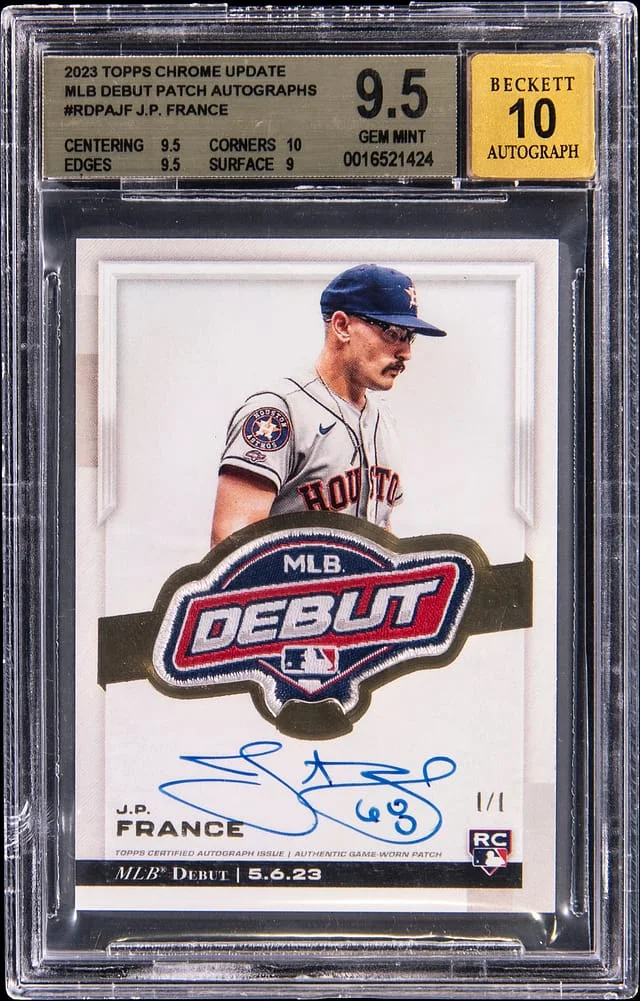 2023 Topps Chrome Update J.P. France MLB Debut Patch Autographs #RDPA-JF card image