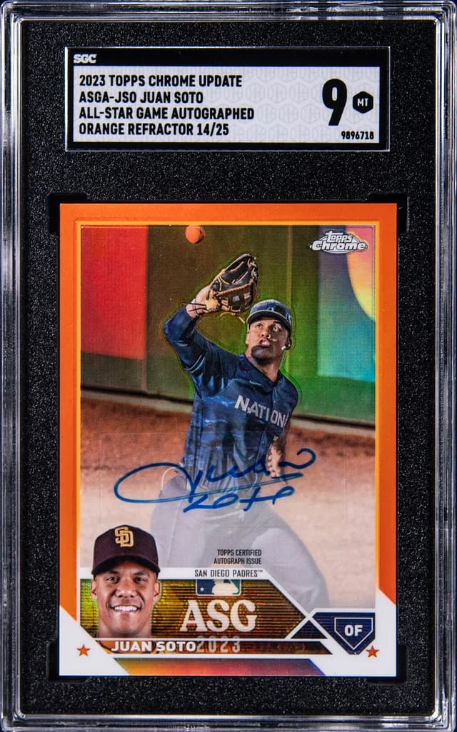 2023 Topps Chrome Update Juan Soto All-Star Game Autograph Orange Refractor #ASGA-JSO card image