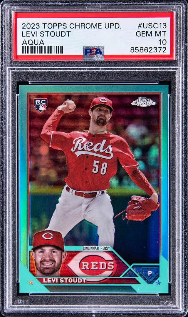 2023 Topps Chrome Update Levi Stoudt Aqua #USC13 card image