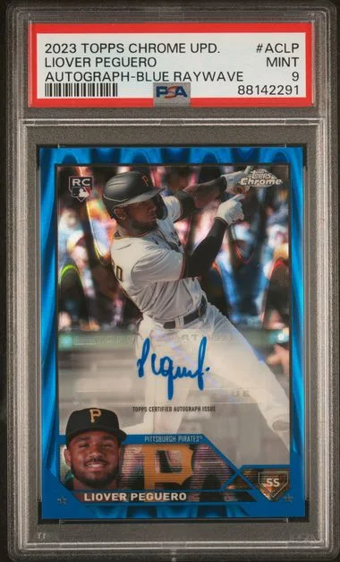 2023 Topps Chrome Update Liover Peguero Autograph Blue Raywave #AC-LP card image
