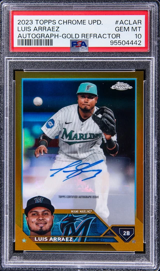 2023 Topps Chrome Update Luis Arraez Autograph Gold Refractor #ACLAR card image