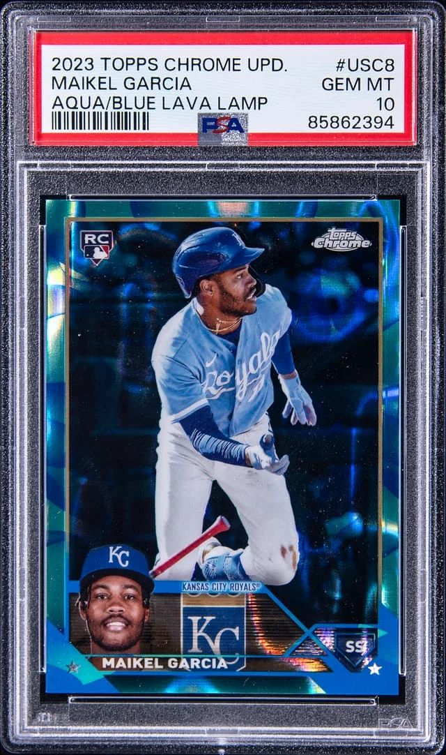 2023 Topps Chrome Update Maikel Garcia Aqua/Blue Lava Lamp #USC8 card image