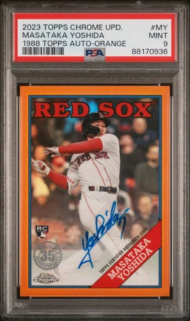 2023 Topps Chrome Update Masataka Yoshida 1988 Topps Autograph Orange #MY card image
