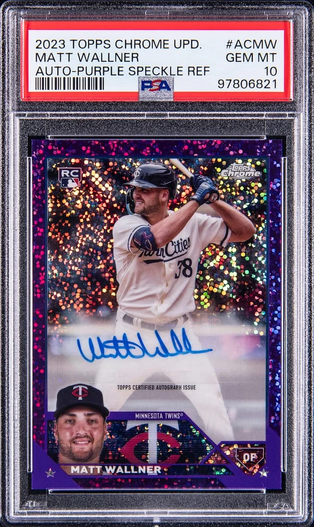2023 Topps Chrome Update Matt Wallner Autograph Purple Speckle Refractor #AC-MW card image
