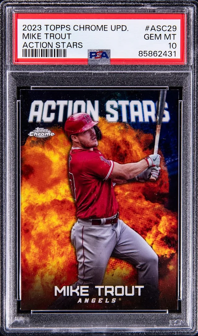 2023 Topps Chrome Update Mike Trout Action Stars #ASC29 card image