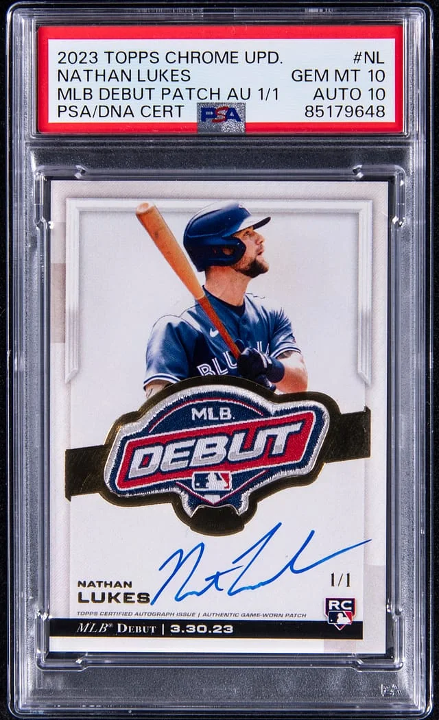 2023 Topps Chrome Update Nathan Lukes MLB Debut Patch Autograph #RDPA-NL card image