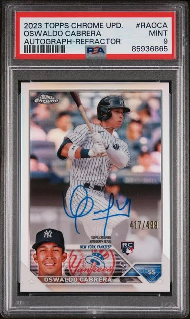 2023 Topps Chrome Update Oswaldo Cabrera Autograph Refractor #RA-OCA card image