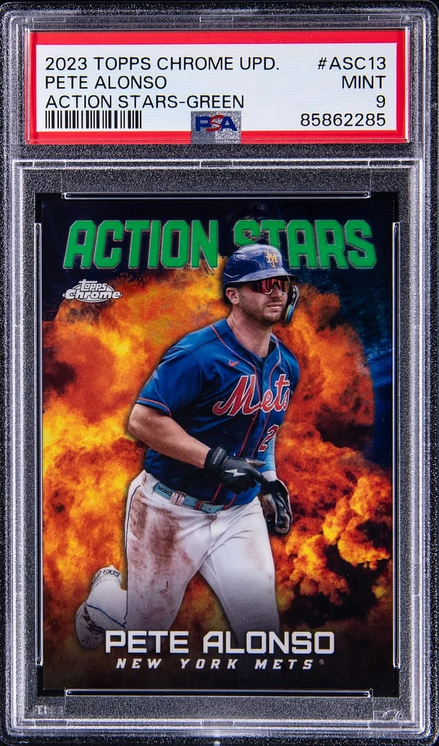 2023 Topps Chrome Update Pete Alonso Action Stars Green #ASC13 card image