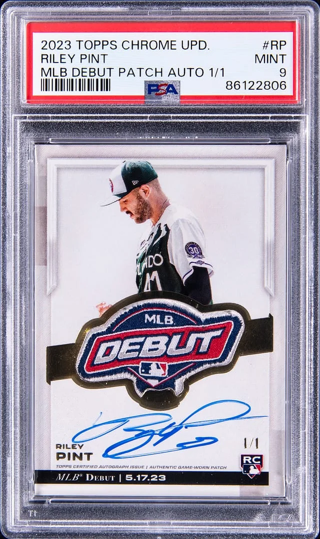 2023 Topps Chrome Update Riley Pint MLB Debut Patch Autograph #RP card image