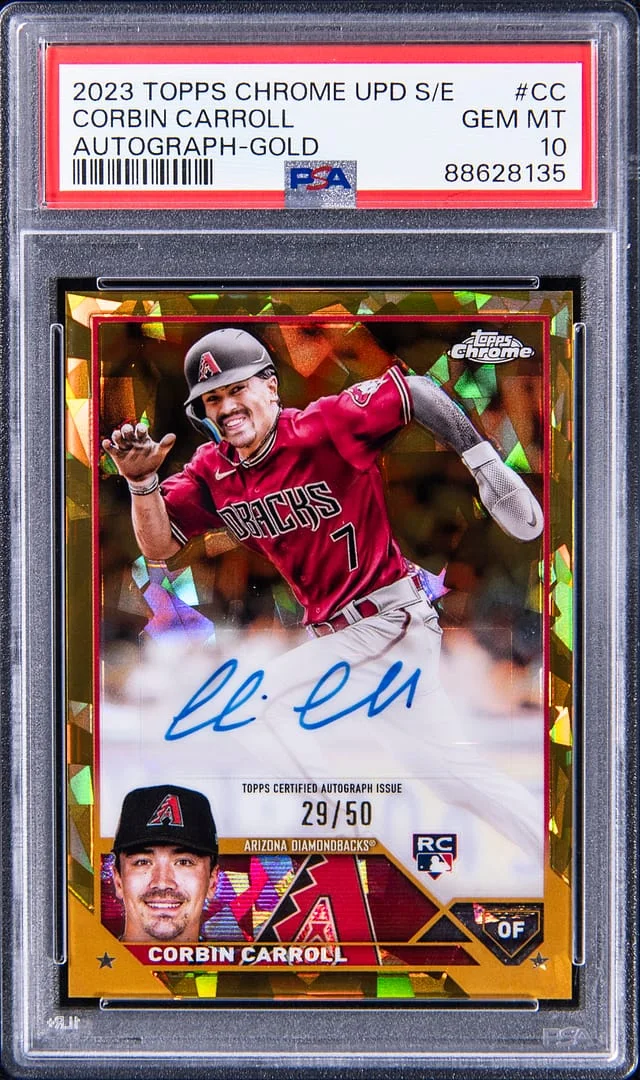 2023 Topps Chrome Update Sapphire Corbin Carroll Autographs Gold #USA-CC card image