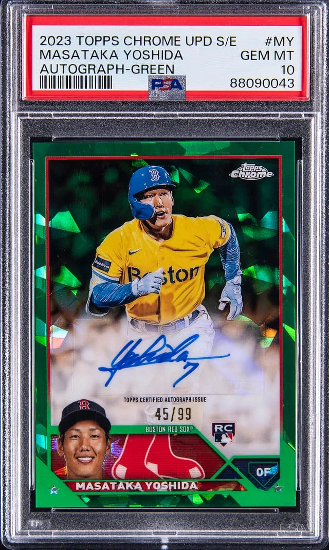 2023 Topps Chrome Update Sapphire Masataka Yoshida Edition Autograph Green #USA-MY card image