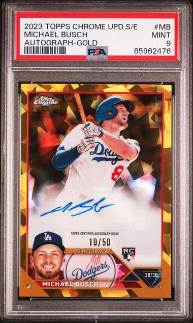 2023 Topps Chrome Update Sapphire Michael Busch Edition Autograph Gold #MB card image