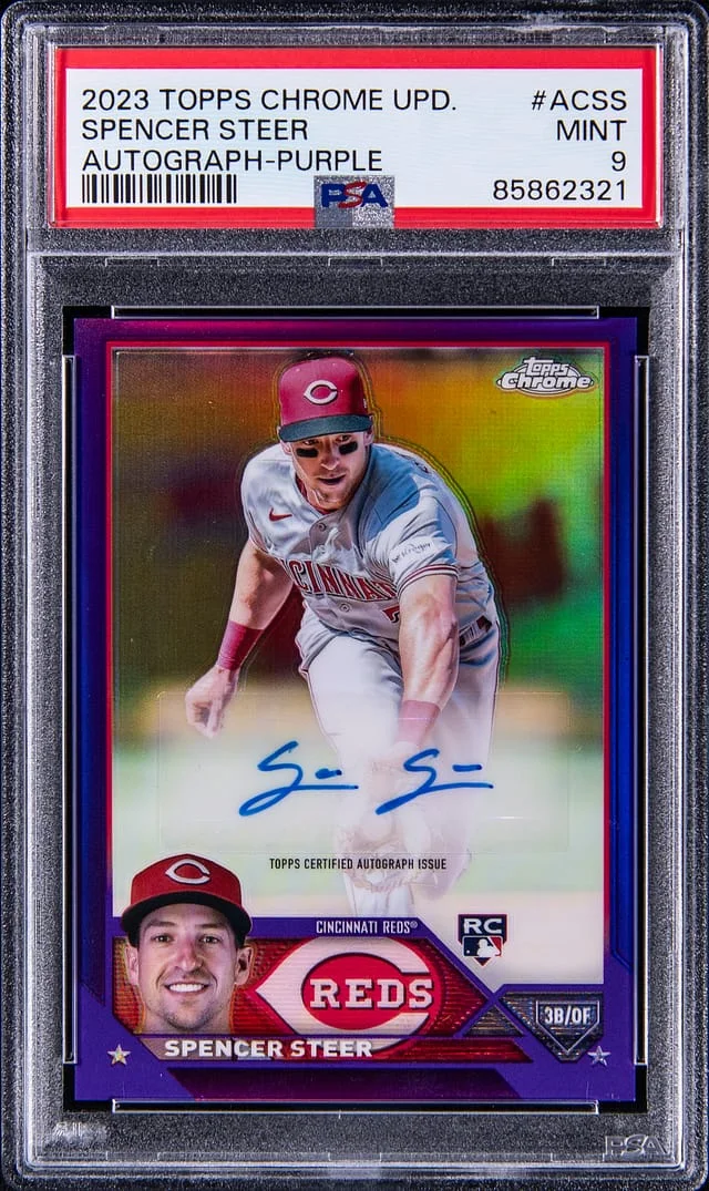 2023 Topps Chrome Update Spencer Steer Autograph Purple #ACSS card image