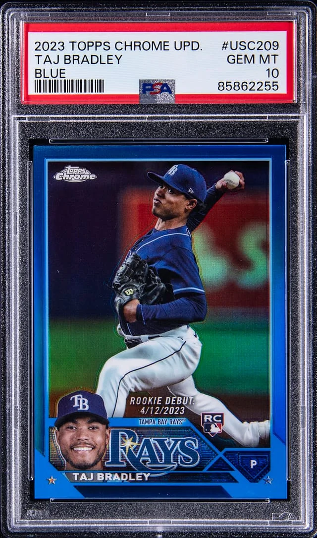 2023 Topps Chrome Update Taj Bradley Blue Refractor #USC209 card image