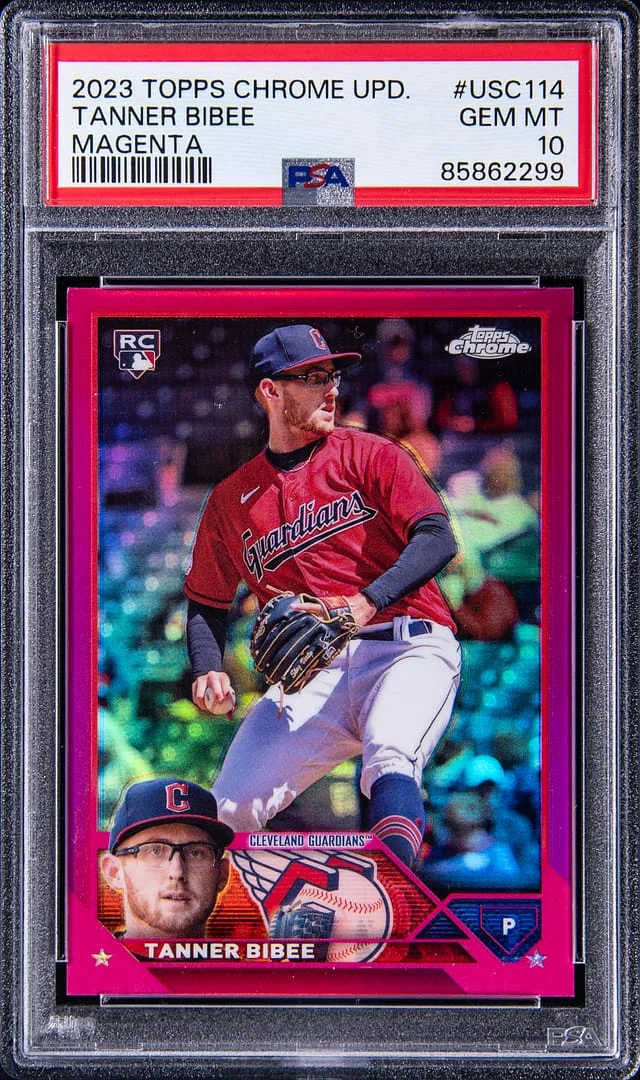 2023 Topps Chrome Update Tanner Bibee Magenta #USC114 card image