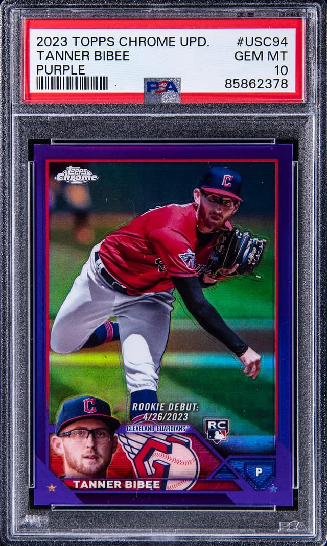 2023 Topps Chrome Update Tanner Bibee Purple #USC94 card image