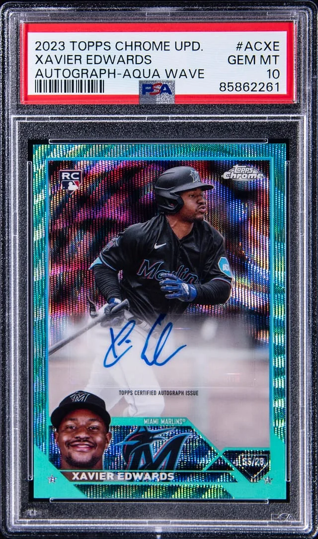 2023 Topps Chrome Update Xavier Edwards Autographs Aqua Wave #ACXE card image