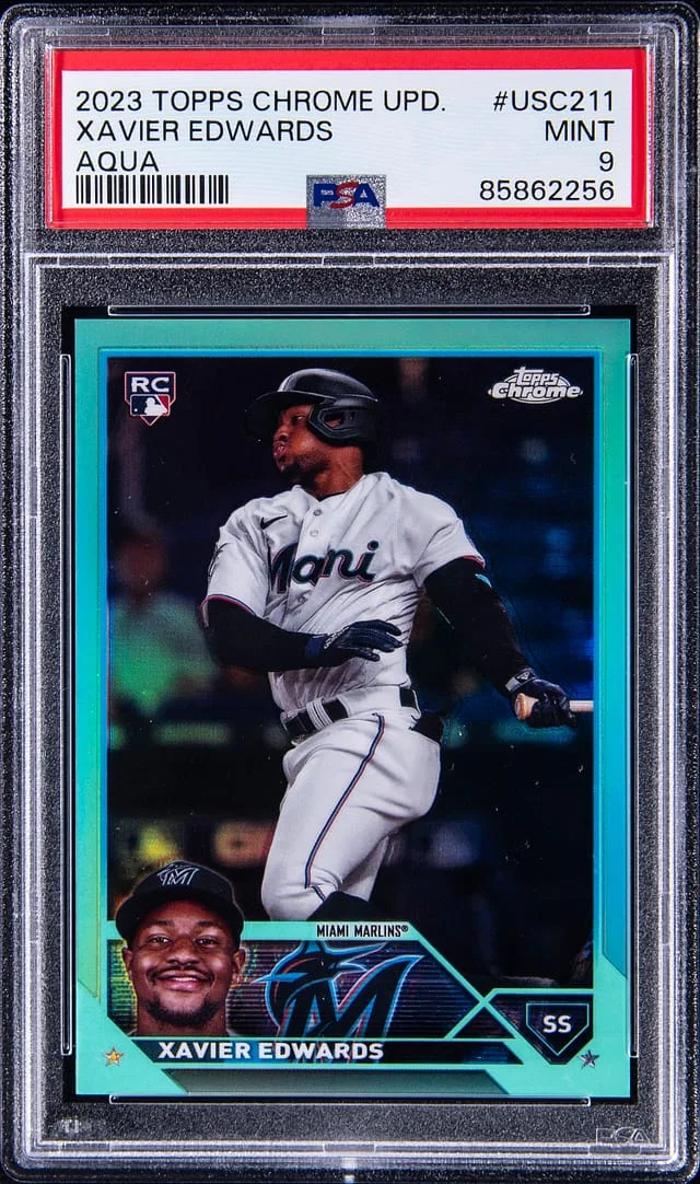 2023 Topps Chrome Update Xavier Edwards Aqua Refractor #USC211 card image