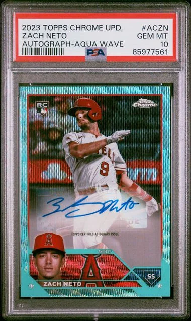 2023 Topps Chrome Update Zach Neto Autograph Aqua Wave #ACZN card image