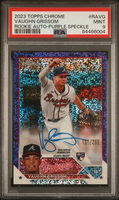 2023 Topps Chrome Vaughn Grissom Autograph Purple Speckle #RAVG card image
