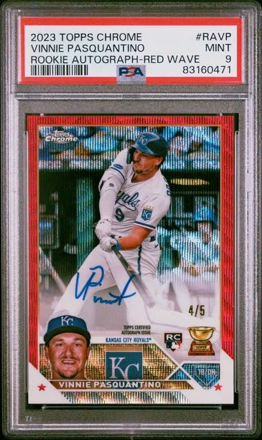 2023 Topps Chrome Vinnie Pasquantino Autograph Red Wave #RAVP card image