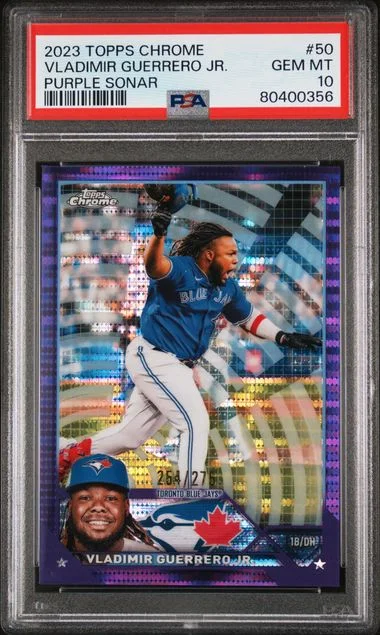 2023 Topps Chrome Vladimir Guerrero Jr. Purple Sonar #50 card image