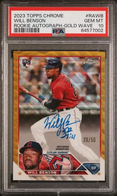 2023 Topps Chrome Will Benson Autograph Gold Wave #RAWB card image