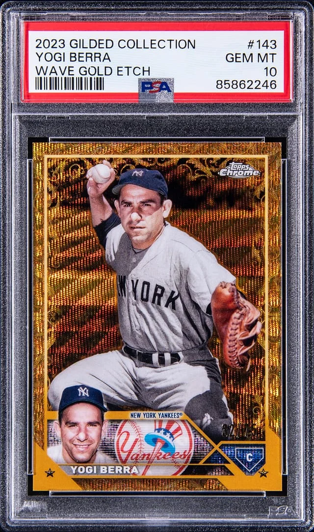 2023 Topps Chrome Yogi Berra Gilded Collection Gold Wave Etch #143 card image
